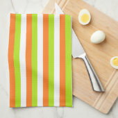 Oranje, kalkgroene en witte strepen theedoek (Quarter Fold)