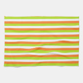 Oranje, kalkgroene en witte strepen theedoek (Horizontaal)