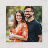 Oranje kalligrafie QR code RSVP foto bruiloft Informatiekaartje (Achterkant)