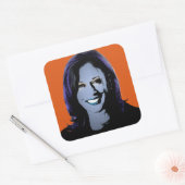 Oranje Kamala Harris Pop Art Vierkante Sticker (Envelop)