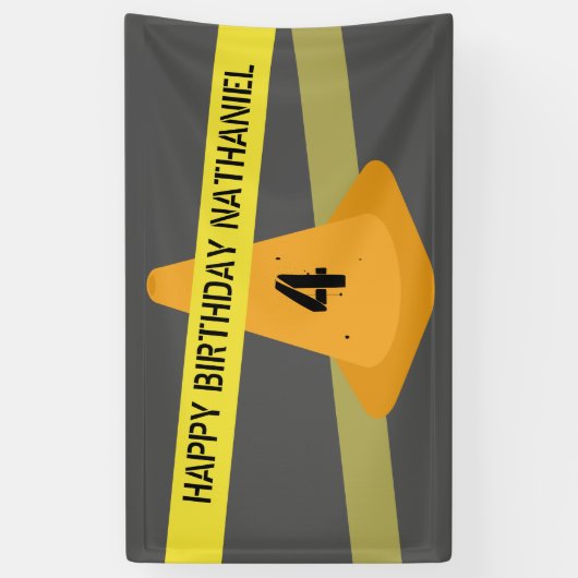 Oranje kanonbakening van tapeconstructie op zaterd spandoek (Verticaal)