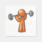 Oranje Karakter Gewichtheffen Papier Servetten (Voorkant)