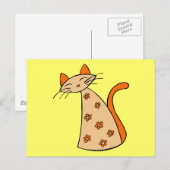 Oranje kartonnen kat briefkaart (Voorkant / Achterkant)