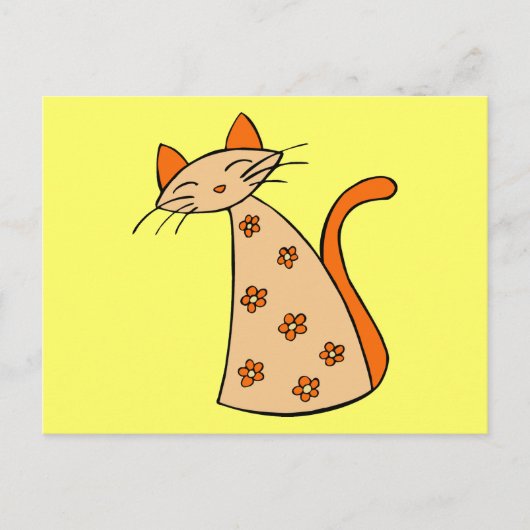 Oranje kartonnen kat briefkaart (Voorkant)