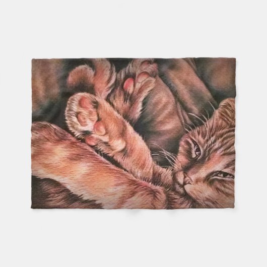 Oranje kartonnen tekening fleece deken (Voorkant (Horizontaal))