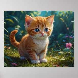 *~* Oranje Kat AP68 5:4 Fluffy Feline Kitten Poster