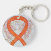 Oranje Kat Awareness Ribbon Angel - Aangepaste sle Sleutelhanger (Achterkant)