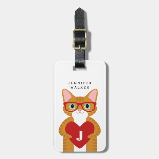 Oranje Kat Bagage Tags Bagagelabel (Voorkant verticaal)
