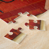 Oranje kat, boek, bijen en orchideeën legpuzzel (Zijkant)