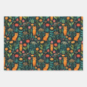 Oranje Kat Botanisch Inpakpapier Vel (Voorkant 2)