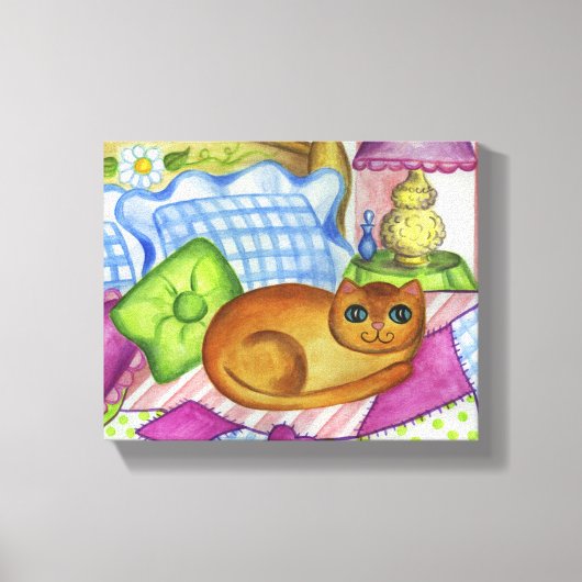 Oranje Kat Canvas Wanddecoratie (Voorkant)