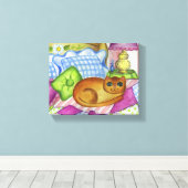 Oranje Kat Canvas Wanddecoratie (Insitu (Houten vloer))
