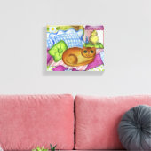 Oranje Kat Canvas Wanddecoratie (Insitu (Woonkamer))