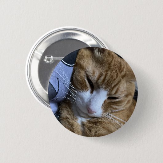 Oranje kat die slaapt ronde button 5,7 cm (Voorkant /achterkant)
