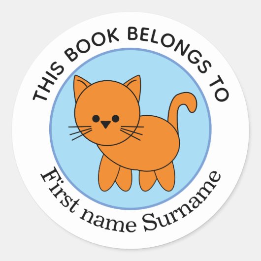 Oranje Kat Dit boek behoort tot gepersonaliseerd Ronde Sticker (Voorkant)