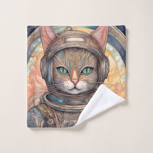 Oranje kat Drink thee Bad Handdoek (Wasdoekje)