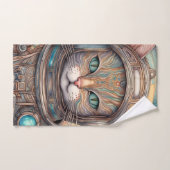 Oranje kat Drink thee Bad Handdoek (Handdoek)