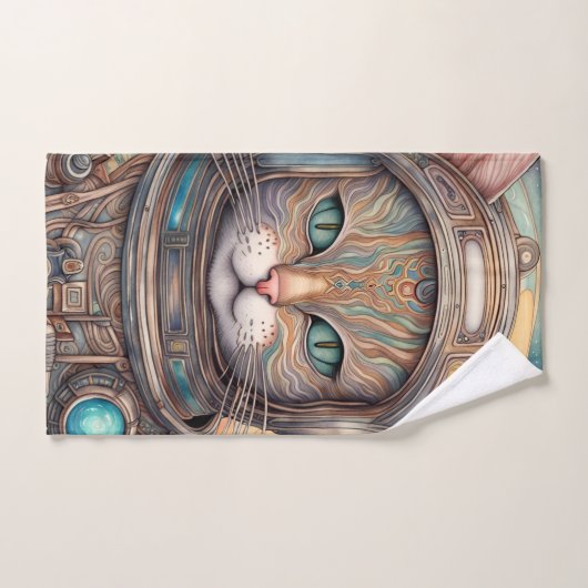 Oranje kat Drink thee Bad Handdoek (Handdoek)