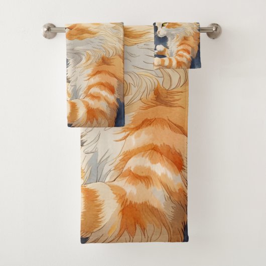 Oranje kat Drink thee Bad Handdoek (Insitu)