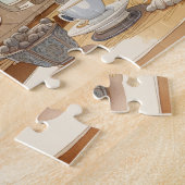 Oranje kat Drink thee Legpuzzel (Zijkant)