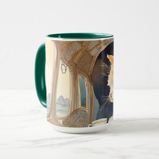 Oranje kat Drink thee Mok (Voorkant links)