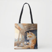 Oranje kat Drink thee Tote Bag (Voorkant)