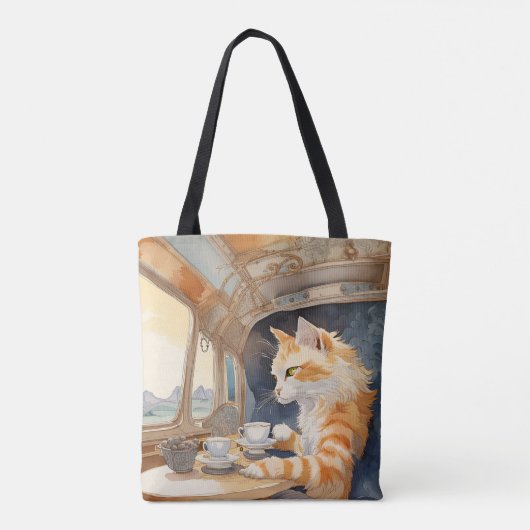 Oranje kat Drink thee Tote Bag (Achterkant)