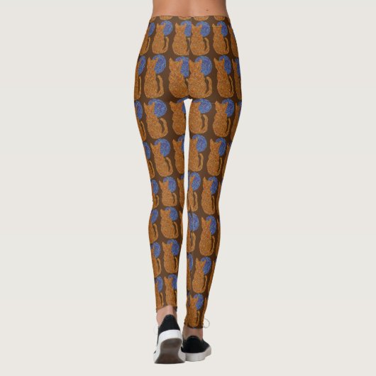 Oranje kat en de maan Schattigee kattenliefhebbers Leggings (Achterkant)