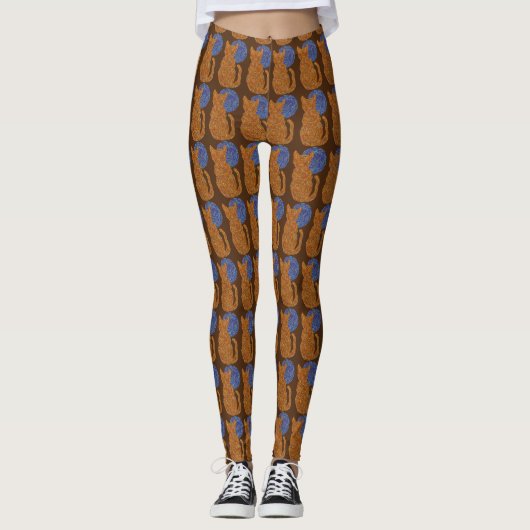 Oranje kat en de maan Schattigee kattenliefhebbers Leggings (Voorkant)