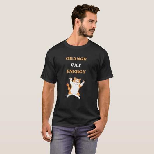 Oranje kat Energy, schattig T-shirt voor katten (Voorkant volledig)