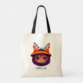 Oranje Kat Fantasy Trick Treat Halloween Tote Bag (Achterkant)