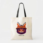 Oranje Kat Fantasy Trick Treat Halloween Tote Bag (Voorkant)