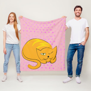 Oranje kat fleece deken