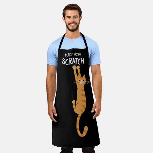 Oranje kat gemaakt van Scratch Funny Cat Hanging O Schort (Gedragen)