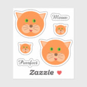 Oranje kat gezicht en tekst sticker (Vel)