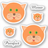 Oranje kat gezicht en tekst sticker (Voorkant)