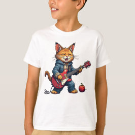 Oranje Kat Gitaarspeler T-shirt