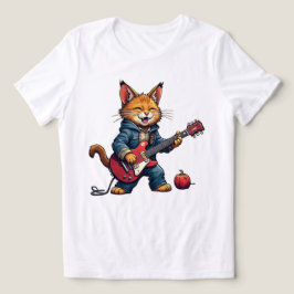 Oranje Kat Gitaarspeler Tri-Blend Shirt