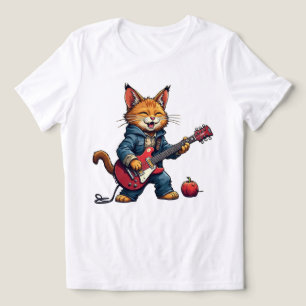 Oranje Kat Gitaarspeler Tri-Blend Shirt