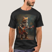 Oranje Kat Gitarist T-shirt (Voorkant)