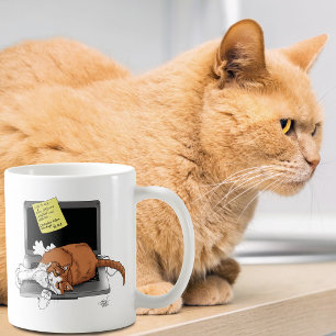 Oranje Kat Grappige Laptop Groen Werk Thuis Koffiemok