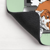 Oranje Kat Grappige Laptop Groen Werk Thuis Muismat (Hoek)