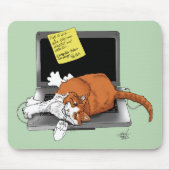 Oranje Kat Grappige Laptop Groen Werk Thuis Muismat (Voorkant)