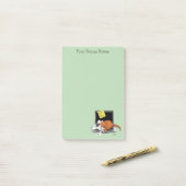 Oranje Kat Grappige Laptop Groen Werk Thuis Post-it® Notes (Op bureau)