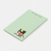 Oranje Kat Grappige Laptop Groen Werk Thuis Post-it® Notes (Schuin)