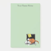 Oranje Kat Grappige Laptop Groen Werk Thuis Post-it® Notes (Voorkant)