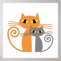 Oranje kat, grijze kat