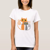 Oranje kat, grijze kat t-shirt (Voorkant)