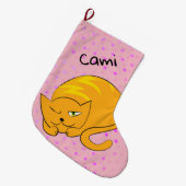 Oranje kat grote kerstsok (Voorkant (Hangend))