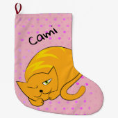 Oranje kat grote kerstsok (Voorkant)